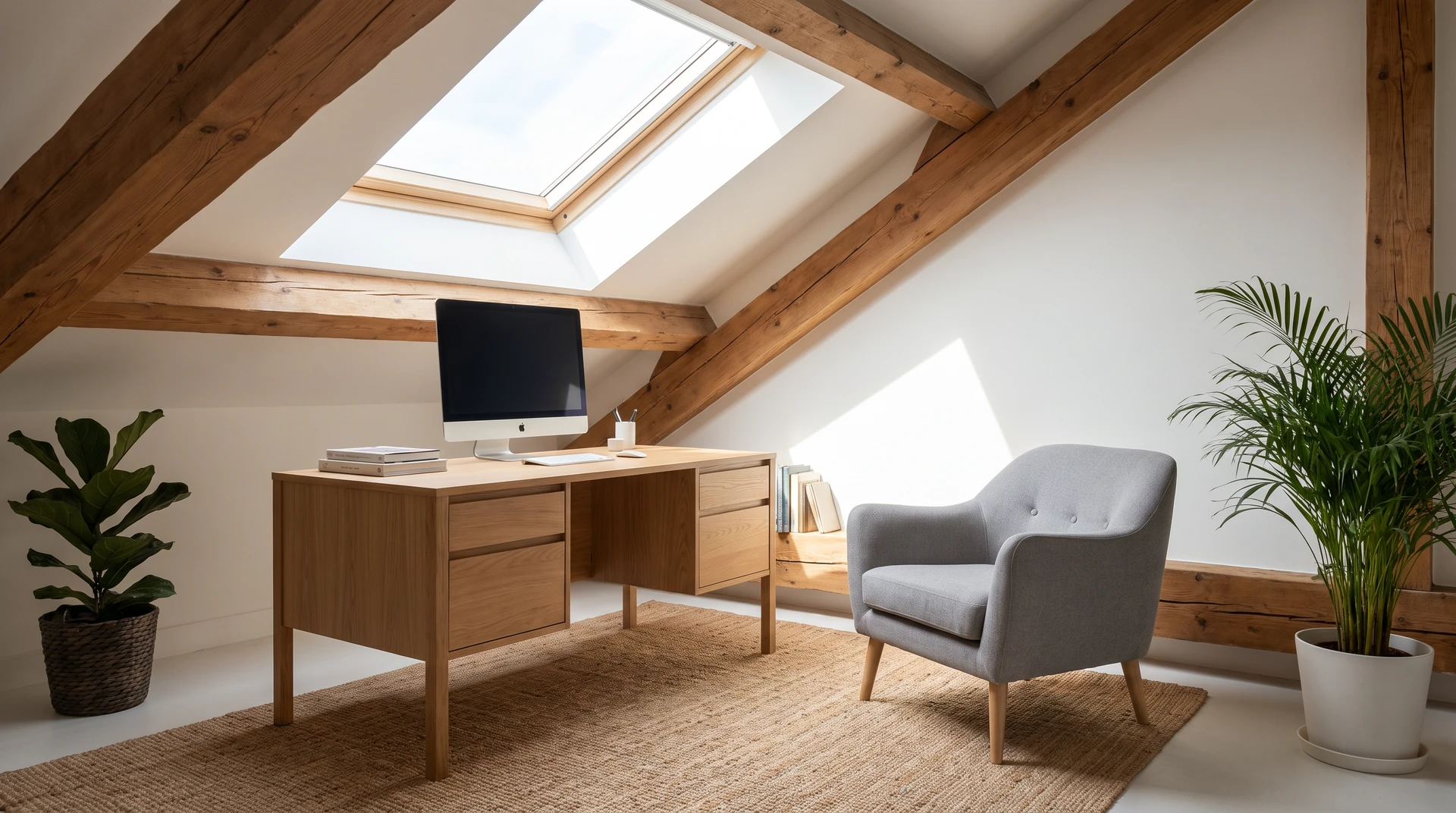 Intérieur résidentiel avec ouvrier installant une moulure décorative blanche au-dessus d'un encadrement de porte